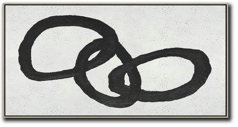 Hand Painted Aclylic Painting On Canvas,Oversized Panoramic Minimal Art On Canvas - Bedroom Wall Decor